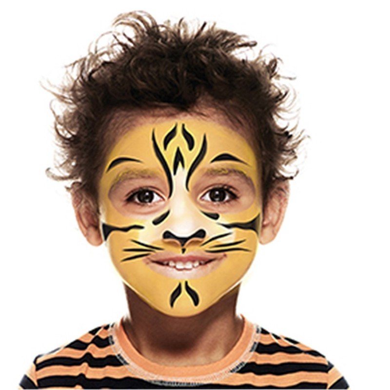Mini set pictură pe față, culori netoxice, testate dermatologic, ușor de curățat, Tiger, 3 ani+, Snazaroo - Pictorul Fericit