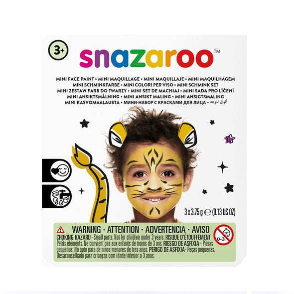 Mini set pictură pe față, culori netoxice, testate dermatologic, ușor de curățat, Tiger, 3 ani+, Snazaroo - Pictorul Fericit
