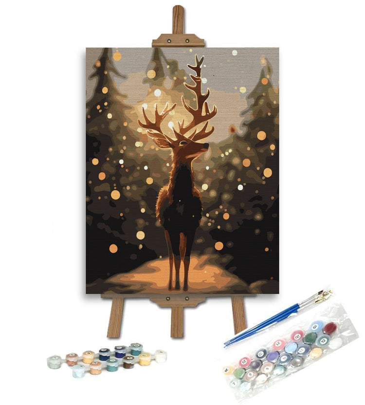 Moonlight reindeer - Pictură pe numere - Pictorul Fericit