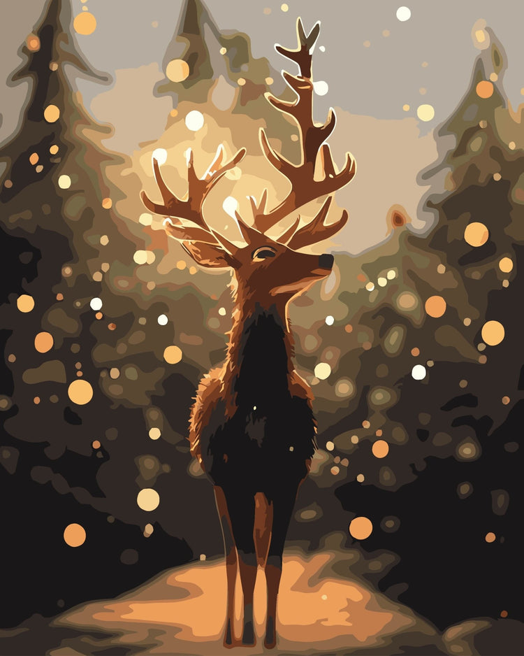 Moonlight reindeer - Pictură pe numere - Pictorul Fericit