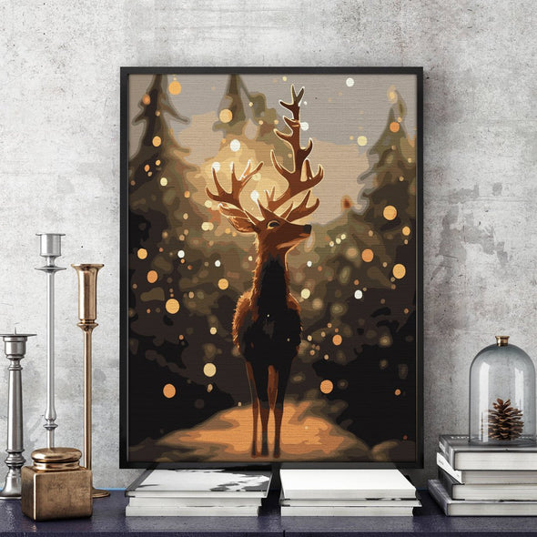 Moonlight reindeer - Pictură pe numere - Pictorul Fericit