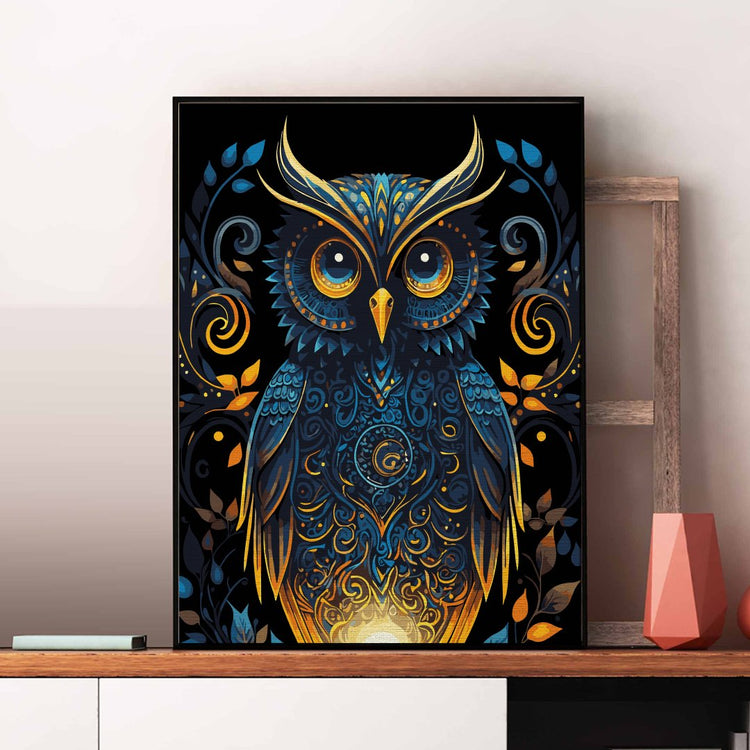 Mystical owl - Pictură pe numere - Pictorul Fericit