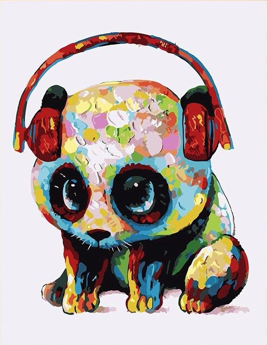 Panda Music - Pictură pe numere - Pictorul Fericit