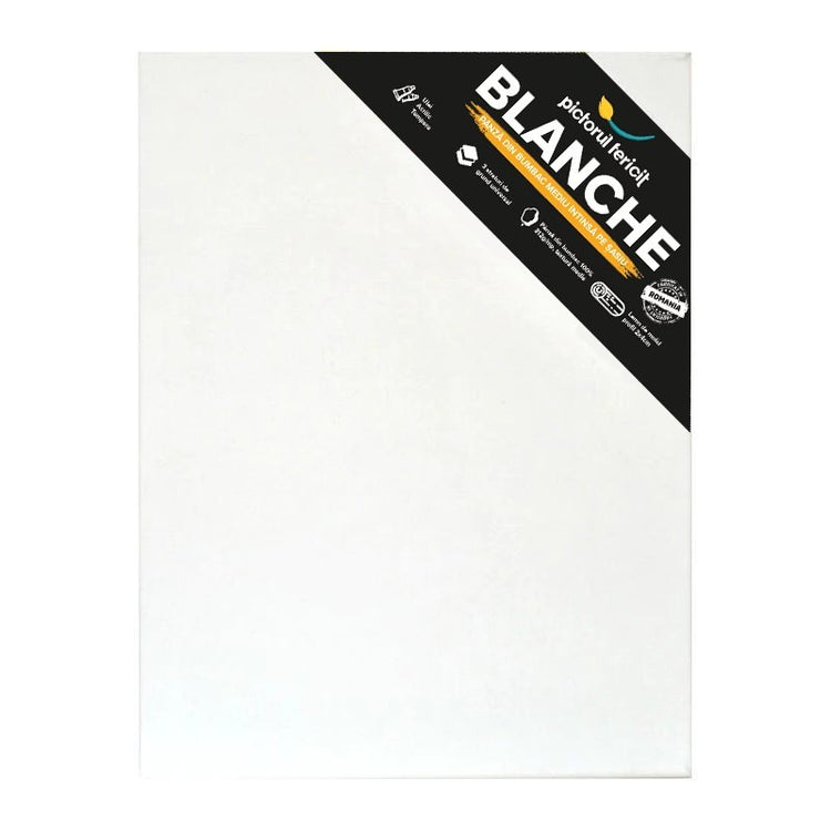 Pânză albă pentru pictură, bumbac 100%, 312 gr/mp, șasiu inclus, Blanche, Pictorul Fericit, Fabricat în Italia - Pictorul Fericit