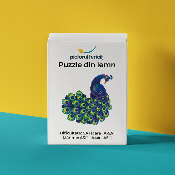 Păun măiestuos - Puzzle din lemn - Pictorul Fericit