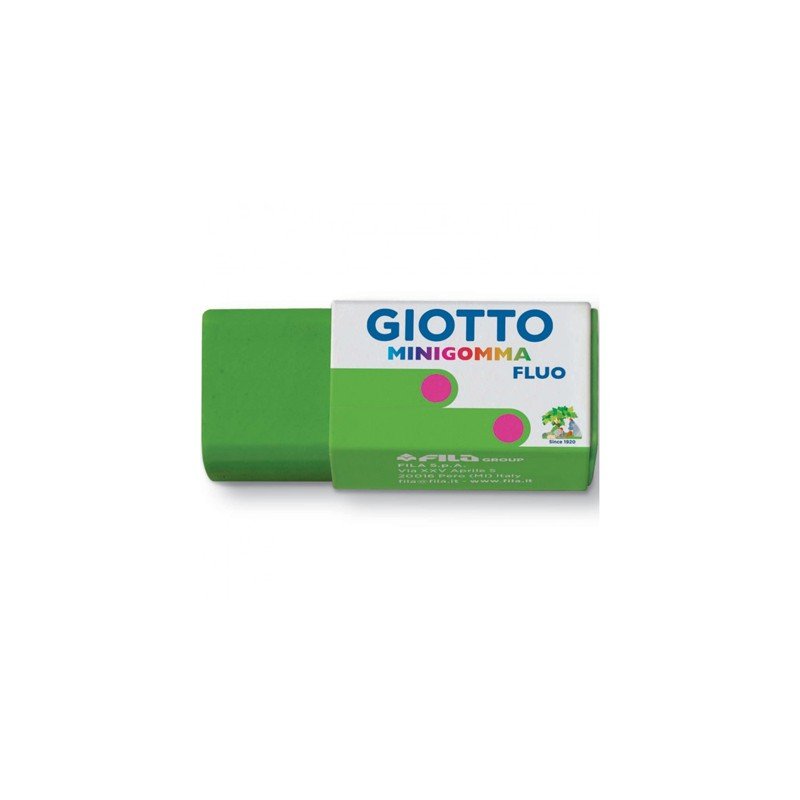 Radieră colorată Minigomma Fluo, fără ftalați/PVC, netoxică, 1,5x3,6cm, Giotto - Pictorul Fericit