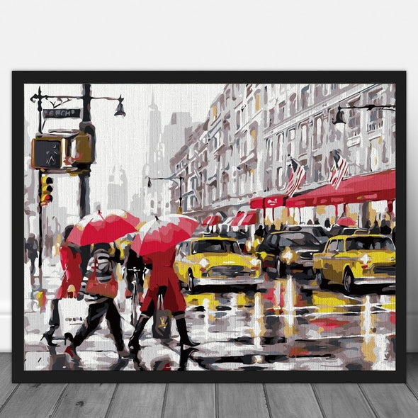Rainy day in New York (New York Shoppers Xmas) - Pictură pe numere - Pictorul Fericit