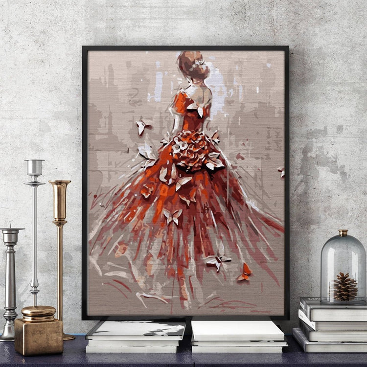 Red dress - Pictură pe numere - Pictorul Fericit