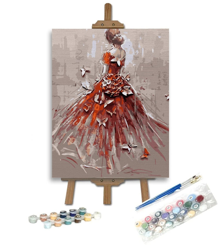 Red dress - Pictură pe numere - Pictorul Fericit