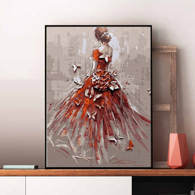 Red dress - Pictură pe numere - Pictorul Fericit