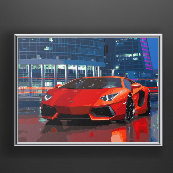 Red Lamborghini - Pictură pe numere - Pictorul Fericit