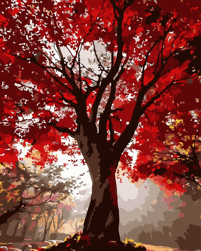 Red leaves - Pictură pe numere - Pictorul Fericit