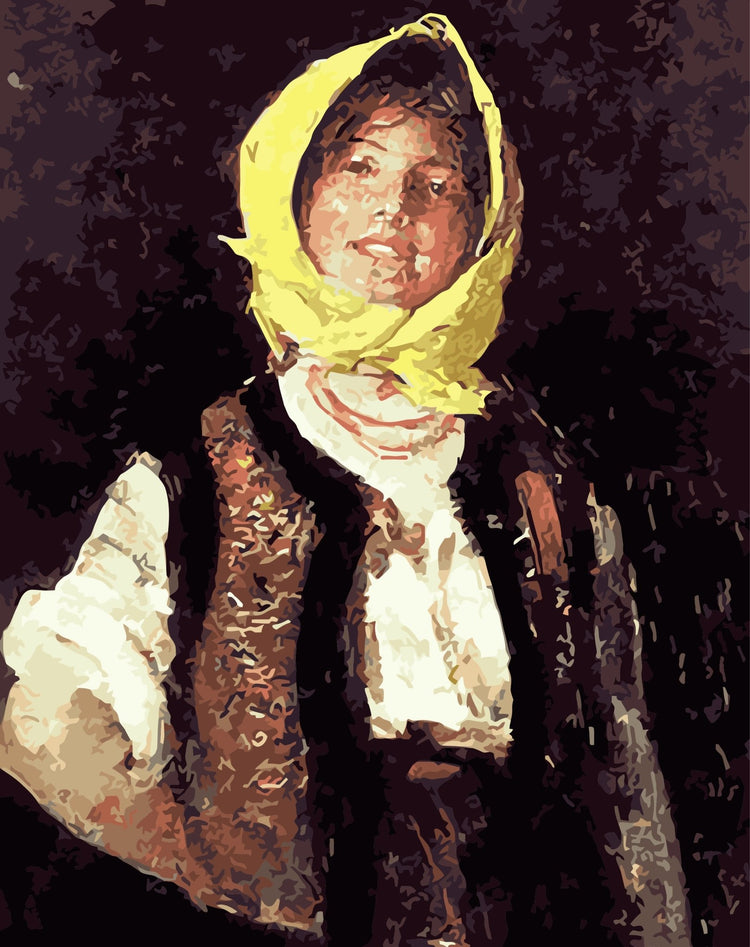 Romanian traditional costume (Țărancă voioasă) - Pictură pe numere - Pictorul Fericit