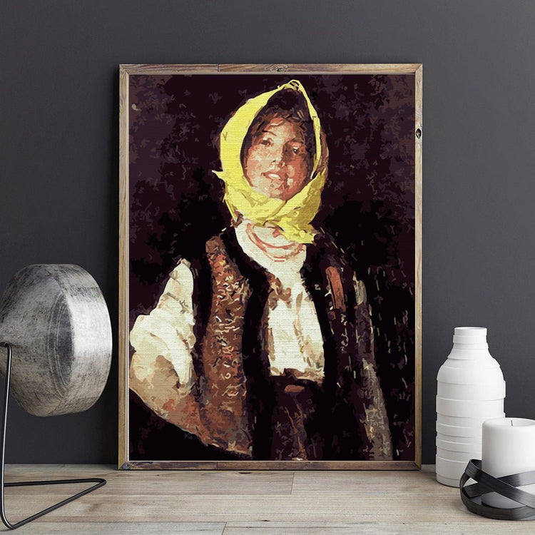 Romanian traditional costume (Țărancă voioasă) - Pictură pe numere - Pictorul Fericit