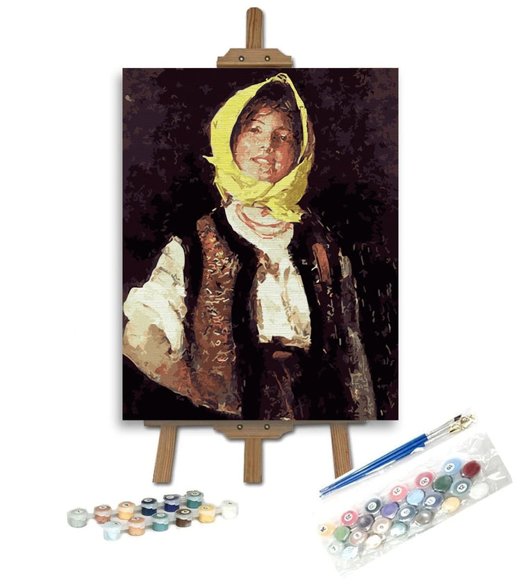 Romanian traditional costume (Țărancă voioasă) - Pictură pe numere - Pictorul Fericit