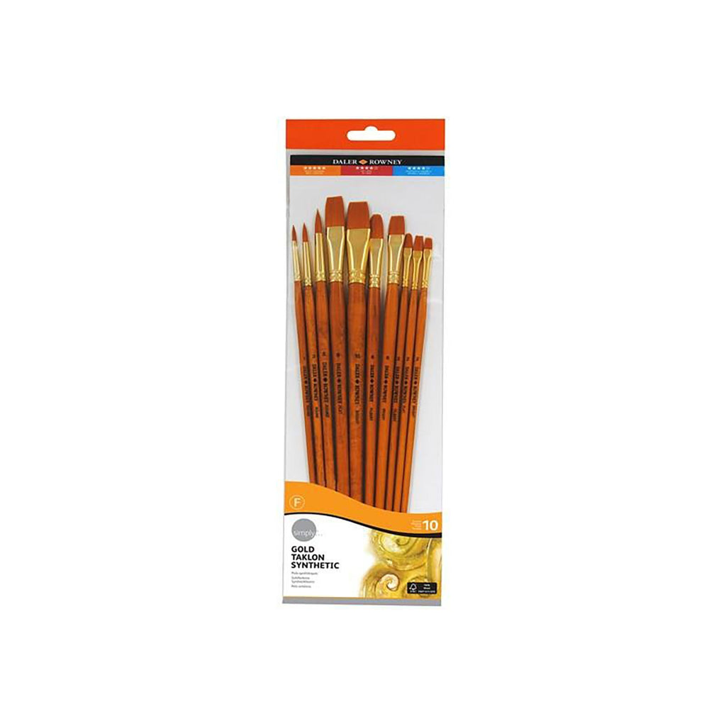 Set 10 Pensule Acrilic, Semiprofesionale, Cu Maner Lung Din Lemn, Simply Daler Rowney