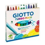 Set 12 carioci cu vârf gros, pentru copii și superlavabile Turbo Maxi Giotto