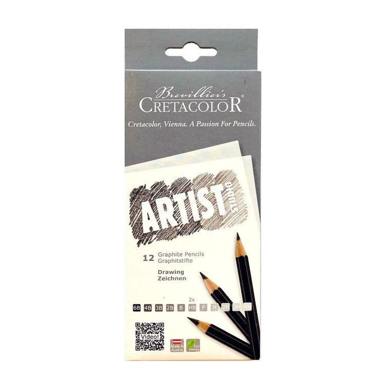 Set 12 creioane, Grafit Studio, 6B, 4B, 3B, 2B, B, HB, F, H, 2H, 3H, 4H, Cretacolor - Pictorul Fericit