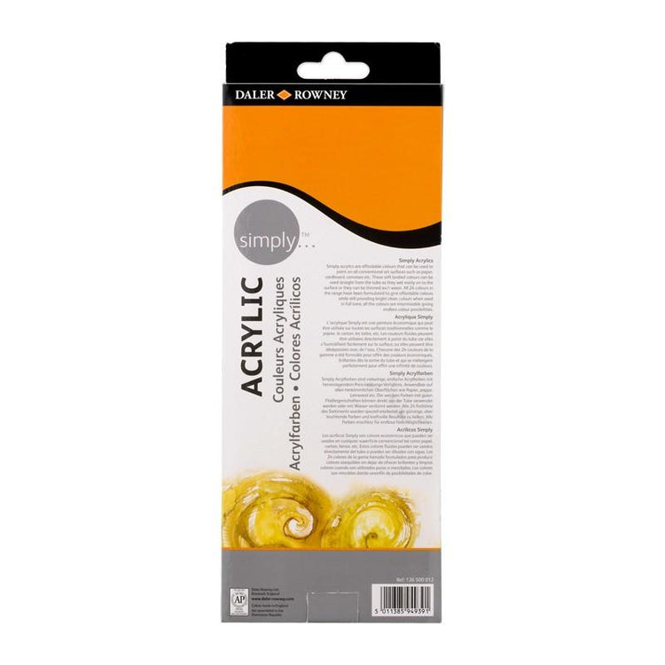 Set 12 culori acrilice, 12 ml, Simply Daler Rowney - Pictorul Fericit
