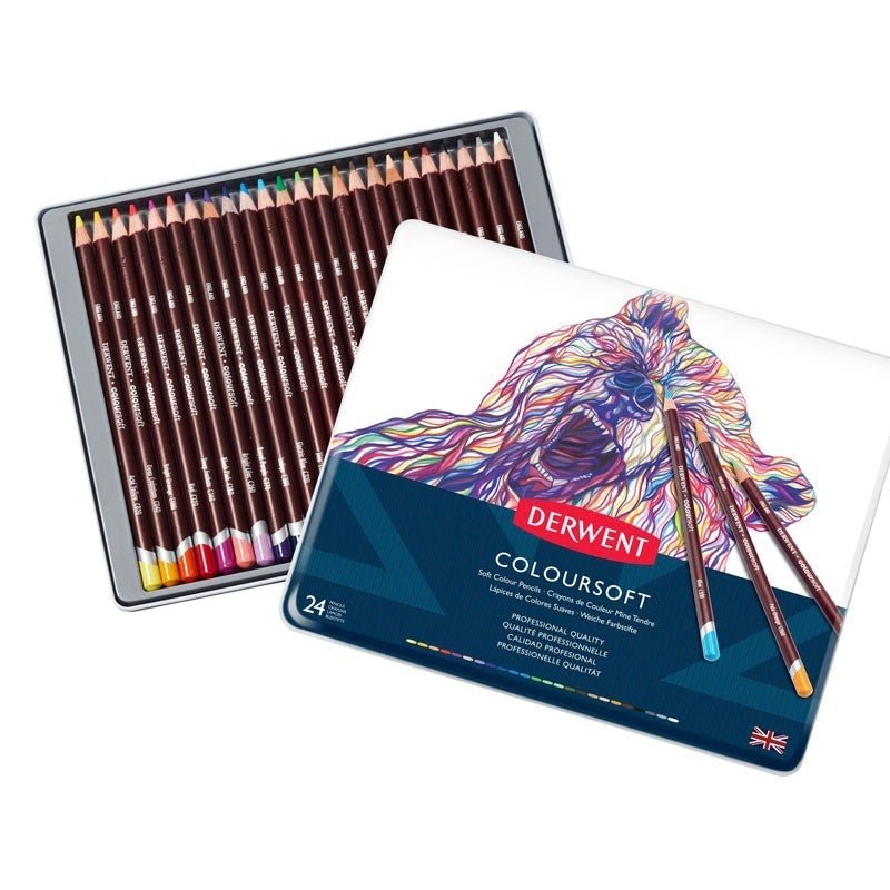 Set 12 sau 24 creioane colorate, cutie metal inclusa, Coloursoft Derwent image2