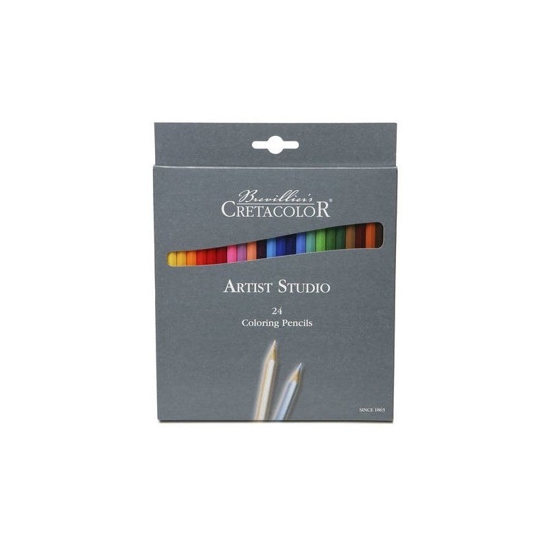 Set 12 sau 24 creioane colorate, nuanțe primare, pentru începători/școlari, Artist Studio - Pictorul Fericit