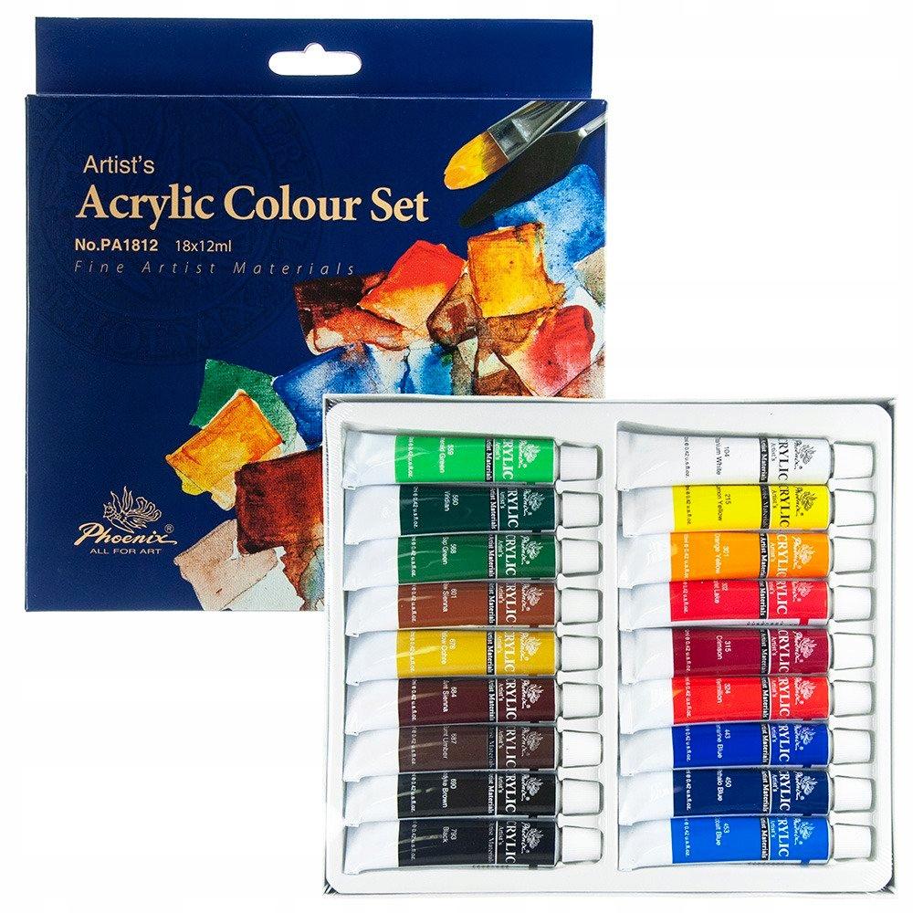 Set 18x12 ml culori acrilice, PHOENIX - Pictorul Fericit