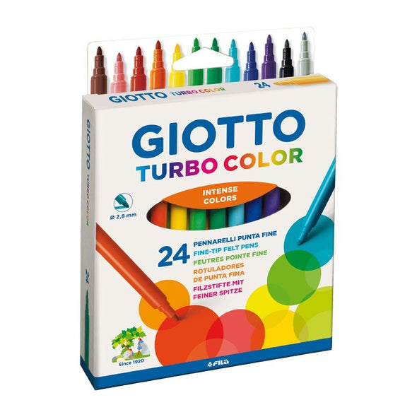 Set 24 carioci netoxice pentru copii, culori intense, testate dermatologic, Giotto Turbo Color - Pictorul Fericit