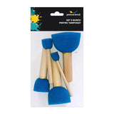 Set 5 bureți pictura, formă rotundă, tehnică tamponare, mâner lemn, 1 cm, 2cm, 3 cm, 4 cm, 5cm, Pictorul Fericit
