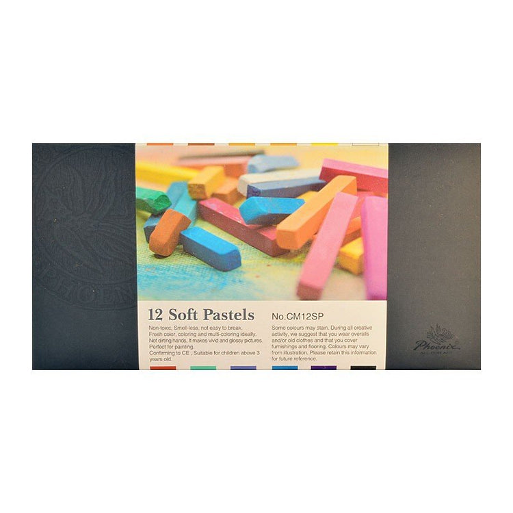 Set pastel cretat premium pentru desen, moale, pigment intens, 12 bucăți, Phoenix - Pictorul Fericit