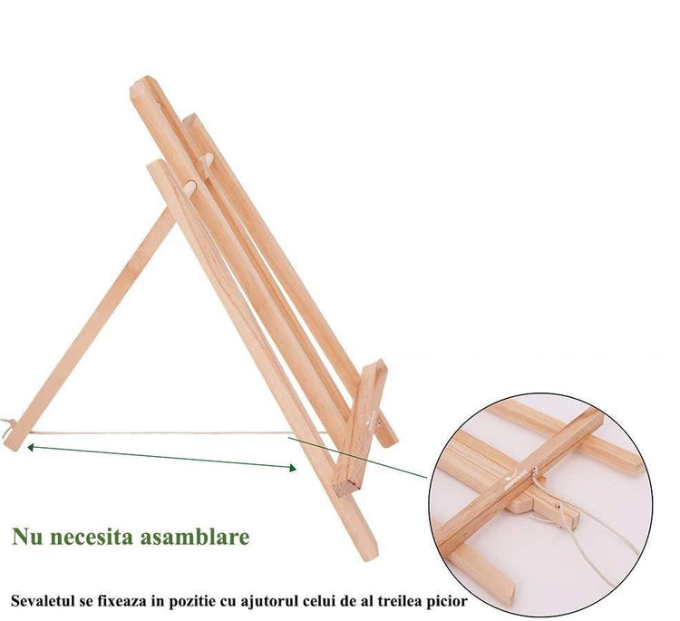 Șevalet de masă din lemn, mini, 30cm, 40cm sau 50cm înălțime, Pictorul Fericit® - Pictorul Fericit