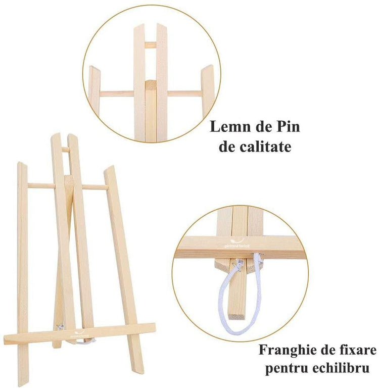Șevalet de masă din lemn, mini, 30cm, 40cm sau 50cm înălțime, Pictorul Fericit® - Pictorul Fericit