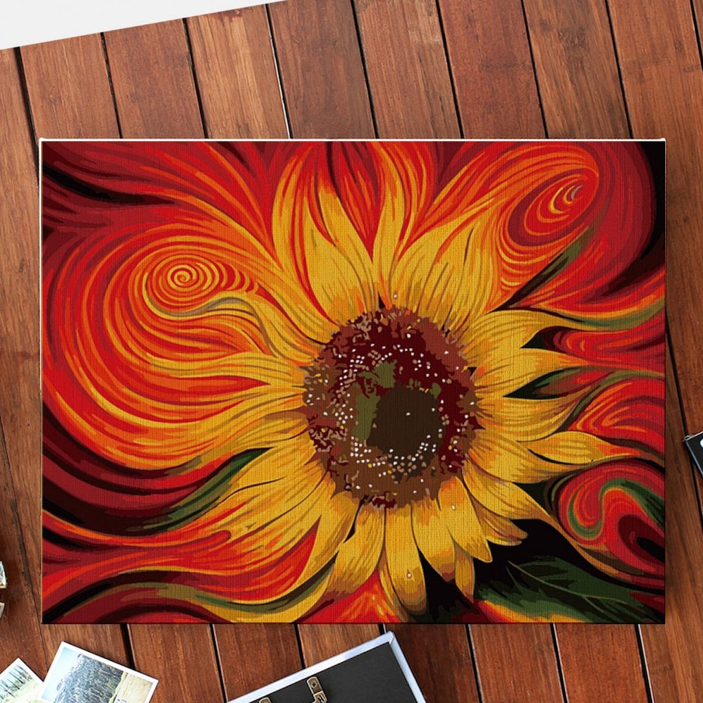 Sunflower on Fire - Pictură pe numere - Pictorul Fericit