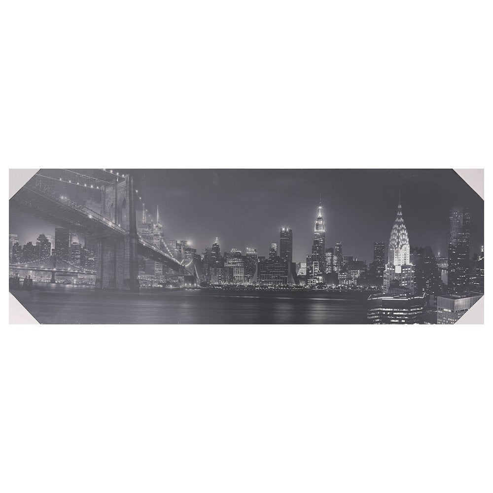 Tablou Dreptunghiular New York Bridge, Iluminare Cu 10 Leduri, 30x90x1,5, Pictorul Fericit