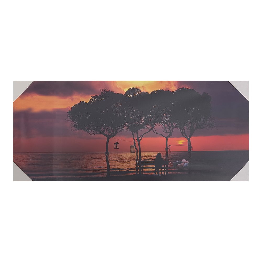 Tablou dreptunghiular Tree Sunset, iluminare cu 5 leduri, 30x70x1,5, Pictorul Fericit - Pictorul Fericit