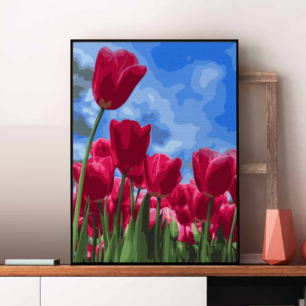 Tulips in the wind - Pictură pe numere - Pictorul Fericit