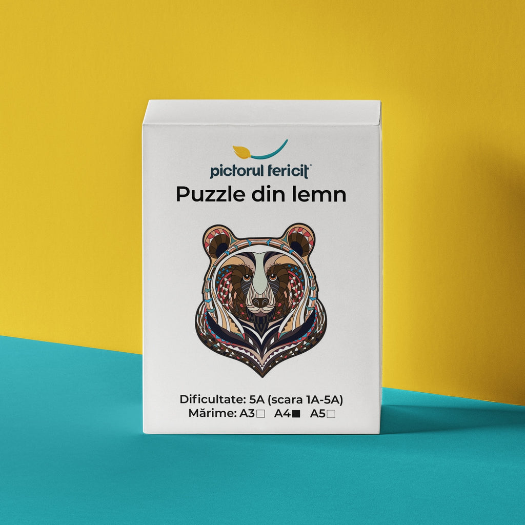 Ursul blajin - Puzzle din lemn - Pictorul Fericit
