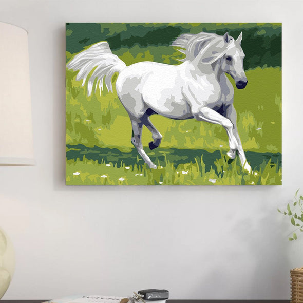 White Horse - Pictură pe numere - Pictorul Fericit