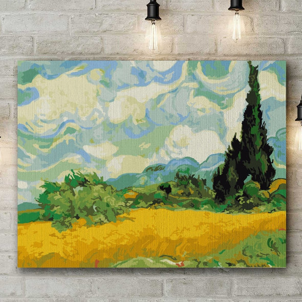 Yellow Field (Wheat Field with Cypresses) - Pictură pe numere - Pictorul Fericit