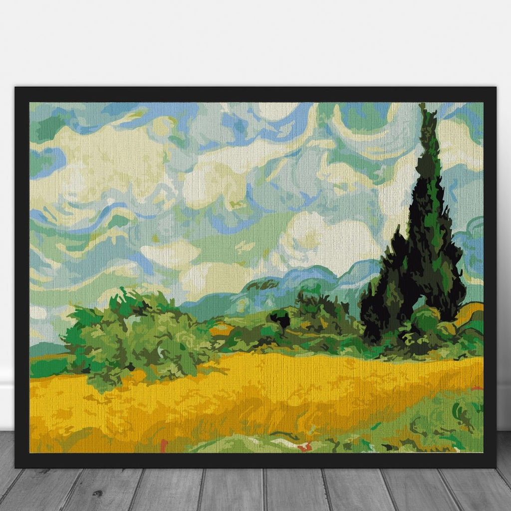 Yellow Field (Wheat Field with Cypresses) - Pictură pe numere - Pictorul Fericit