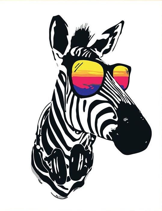 Zebra with Sunglasses - Pictură pe numere - Pictorul Fericit